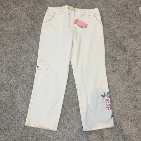 Sigrid Olsen 10 embroidered floral relaxed leg crop Poet pant P 2487 - Picture 9 of 11